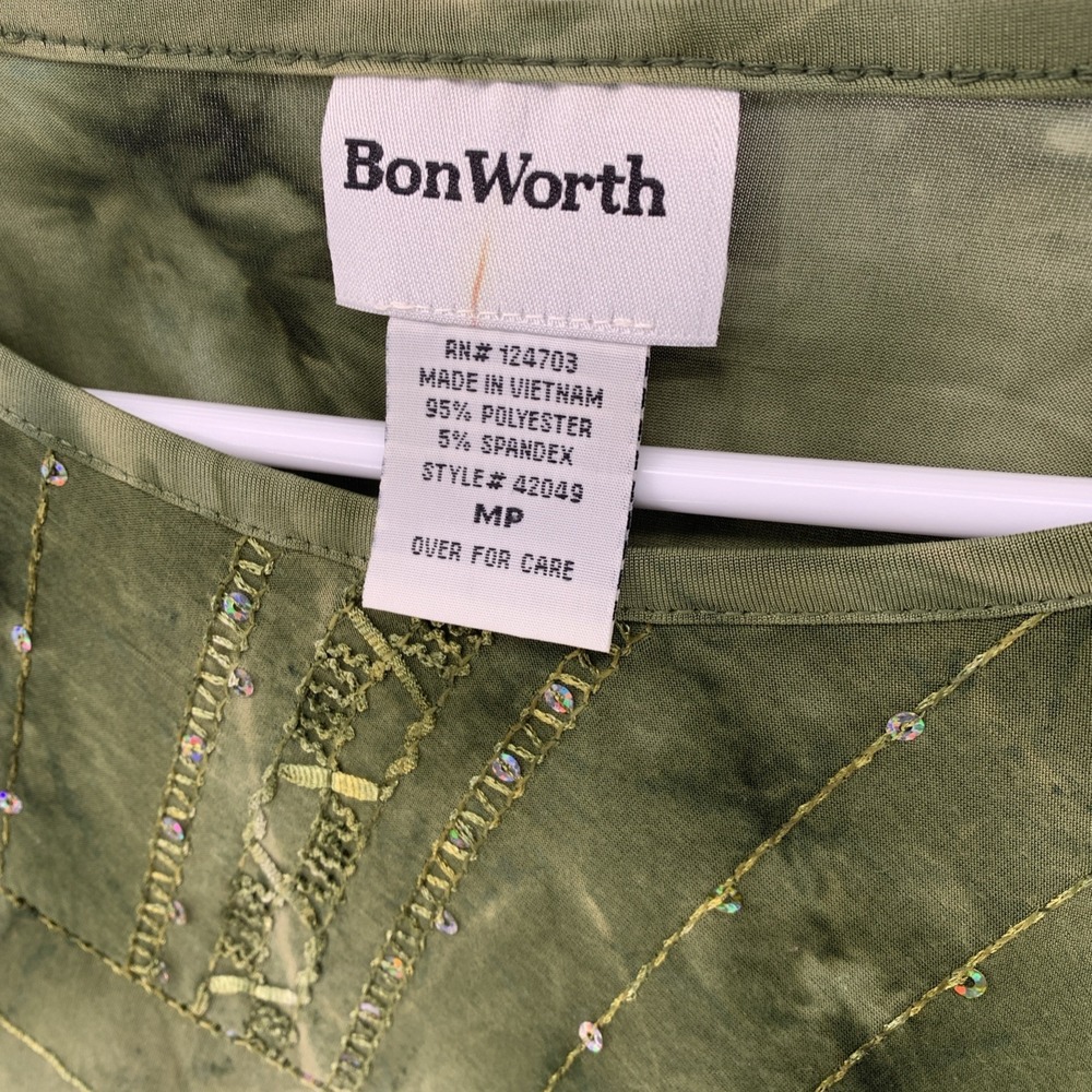 Bon Worth Tops Womens Medium & MP Short Sleeve 3/4 Sequins Pullover Blouse Tops - Picture 8 of 14
